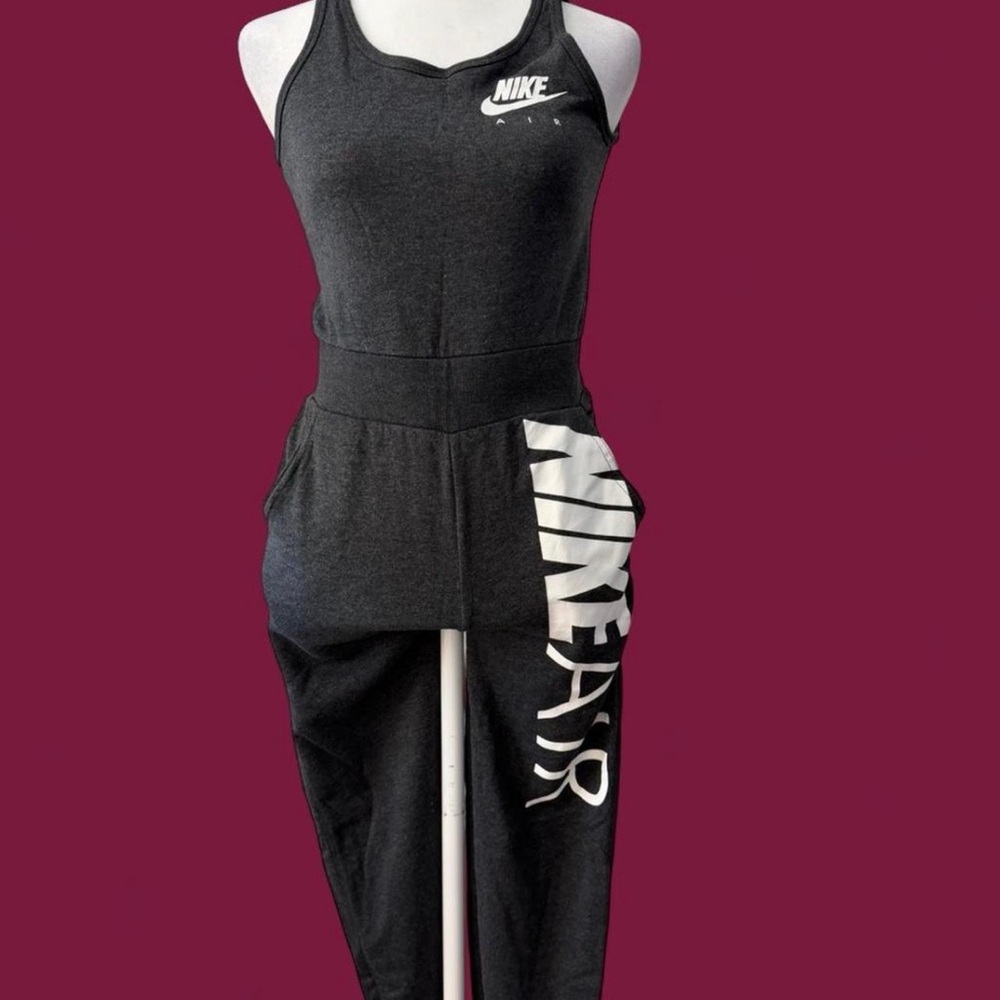 Nike Women's Charcoal Jumpsuit with White Accents